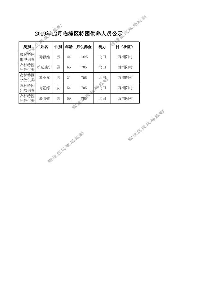 2019年12月临潼区特困供养公示.xls