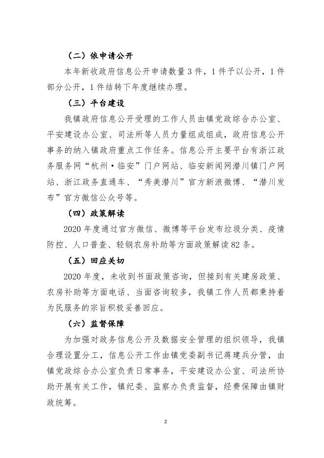 潜川镇2020年信息公开工作年度报告.docx