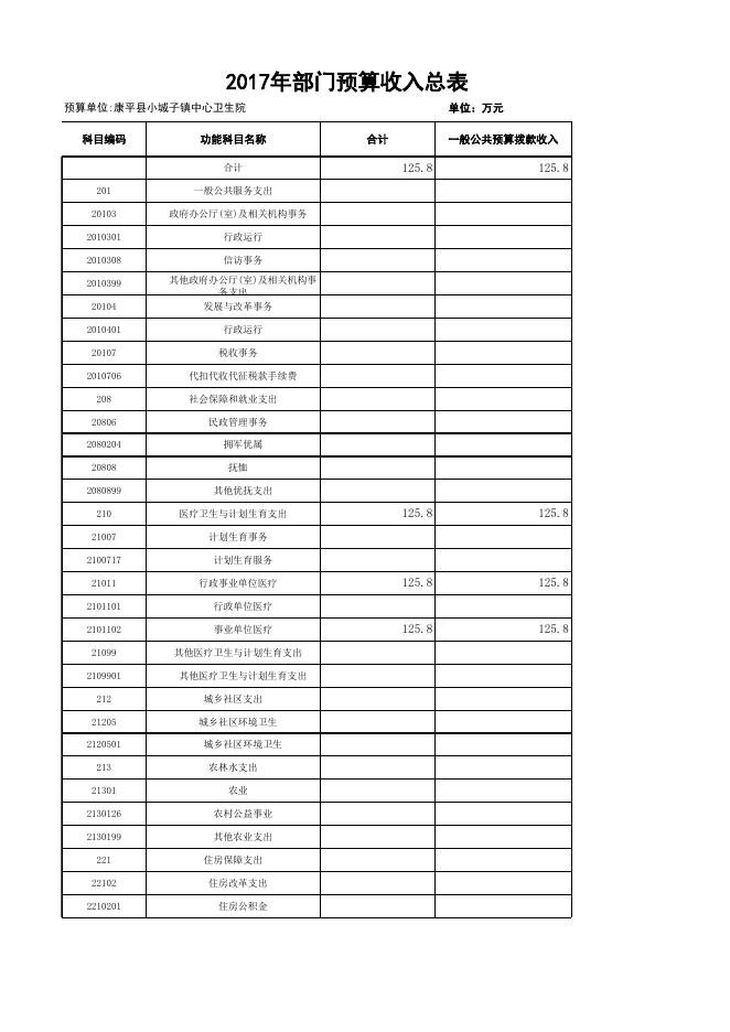 小城子卫生院预算补充公开表格.xls
