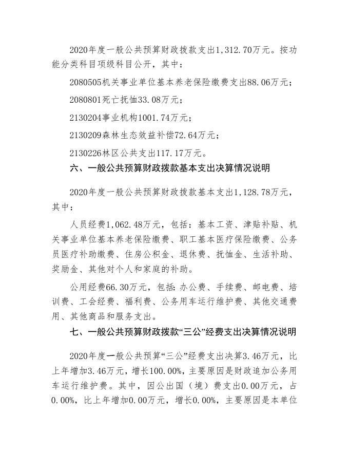 乌鲁木齐市柴窝堡国有林场管理处2020年度部门决算公开说明.Doc.doc