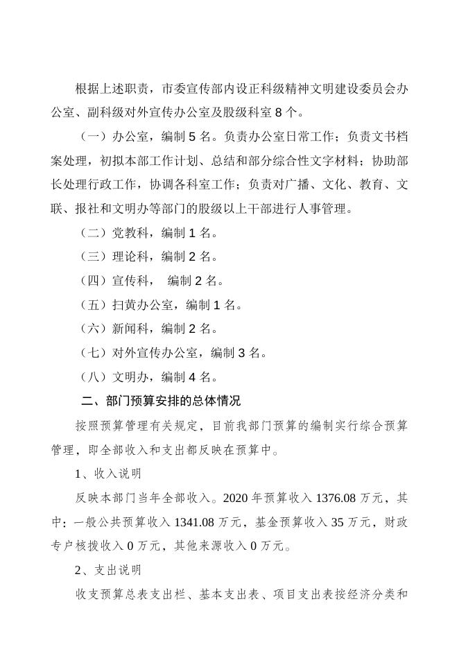 2020年宣传部部门预算公开情况说明.doc