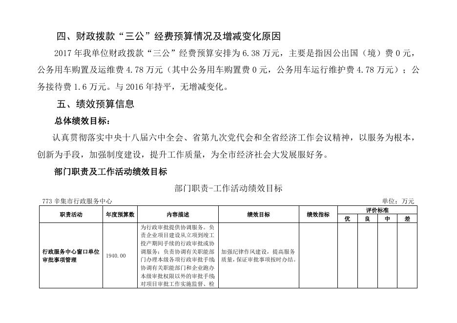 行政服务中心2017年部门预算说明.doc
