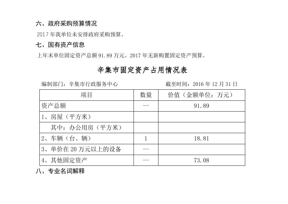 行政服务中心2017年部门预算说明.doc