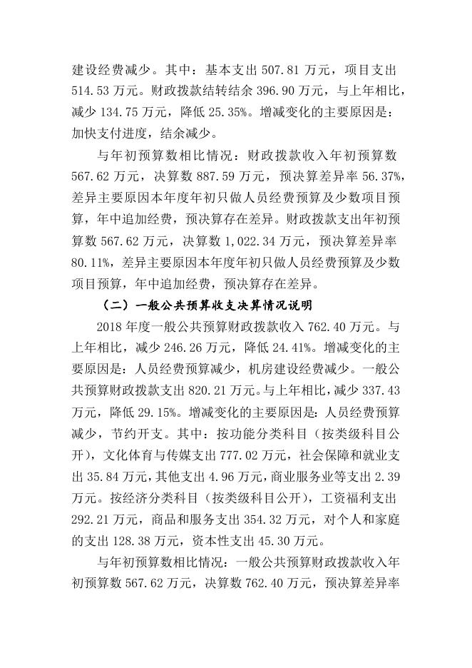 2018年度乌鲁木齐县文化体育广播局部门决算公开说明.docx