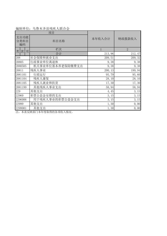 乌鲁木齐县残疾人联合会2019年度部门决算报表公开.XLS.xls