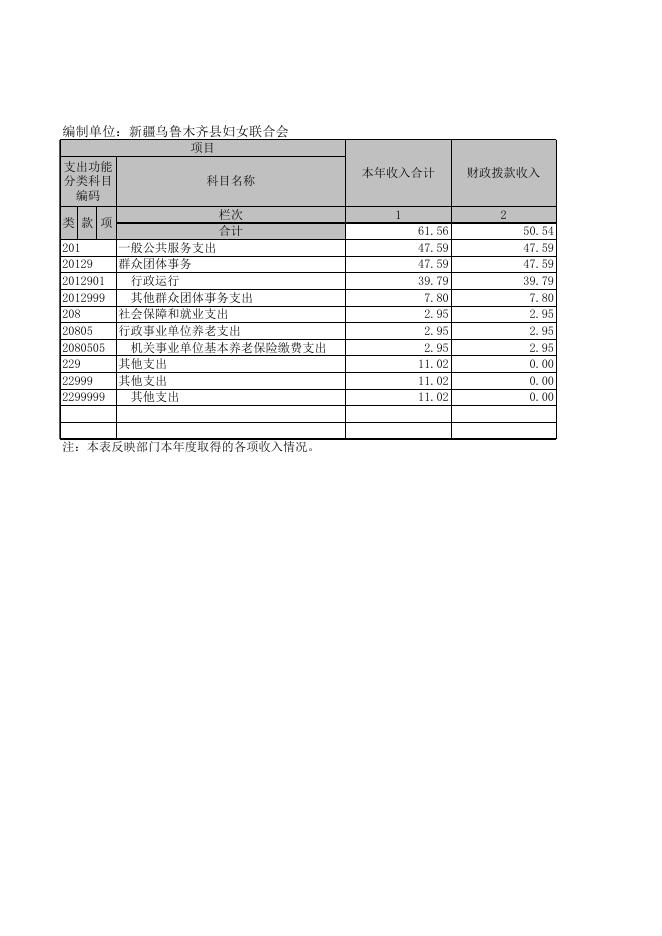 2021年度新疆乌鲁木齐县妇女联合会决算报表公开-1.xls