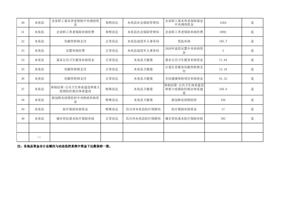 木垒县2020年度直达资金项目绩效目标编制台账情况表.xlsx