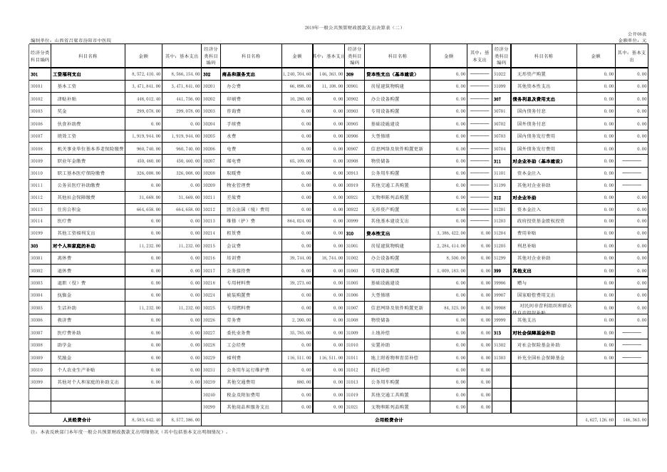 汾阳市中医院2019年部门决算公开表.xls