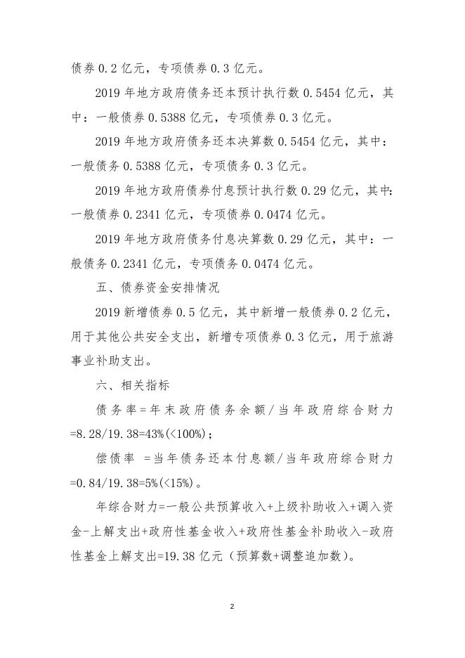 2019年木垒县地方政府举借债务情况说明.doc