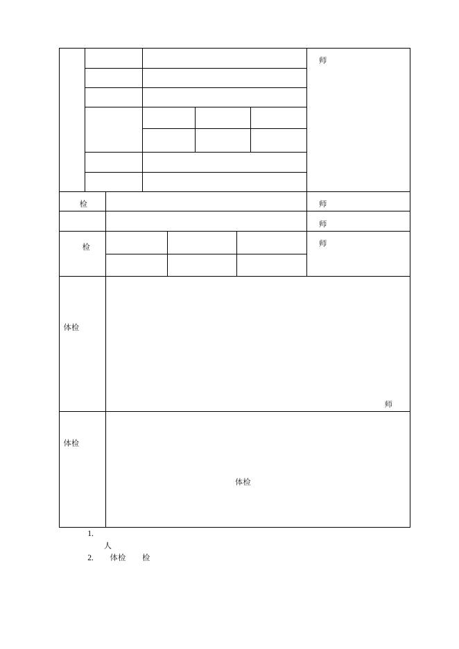 附件2山西省申请认定中小学教师资格人员体检表.doc