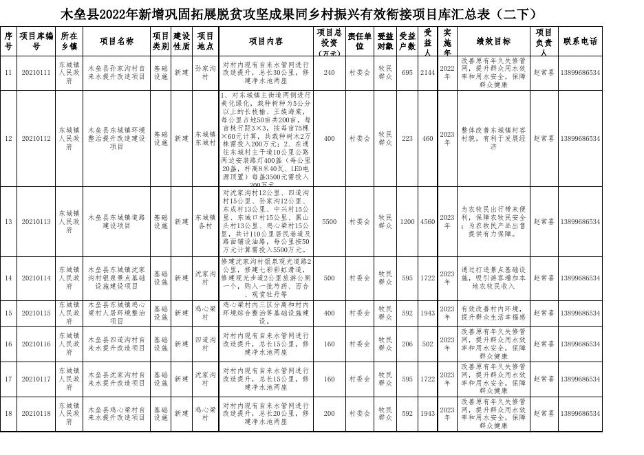 木垒县2022年新增巩固拓展脱贫攻坚成果同乡村振兴有效衔接项目库汇总表.xlsx