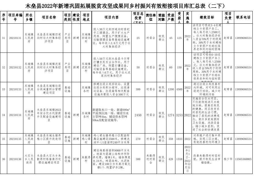 木垒县2022年新增巩固拓展脱贫攻坚成果同乡村振兴有效衔接项目库汇总表.xlsx