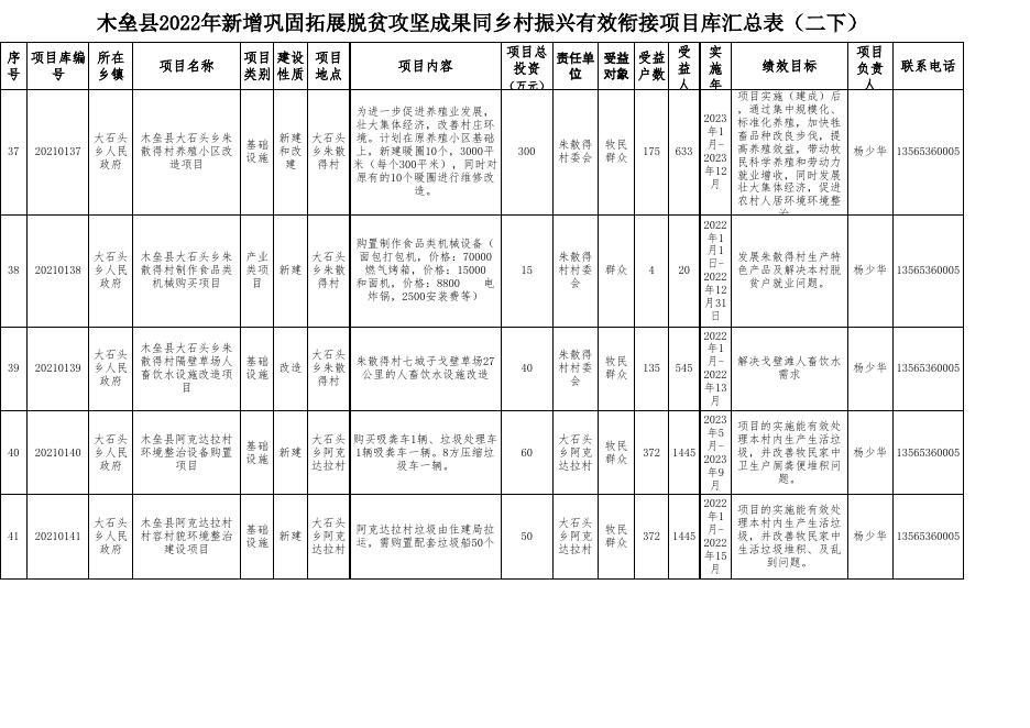 木垒县2022年新增巩固拓展脱贫攻坚成果同乡村振兴有效衔接项目库汇总表.xlsx