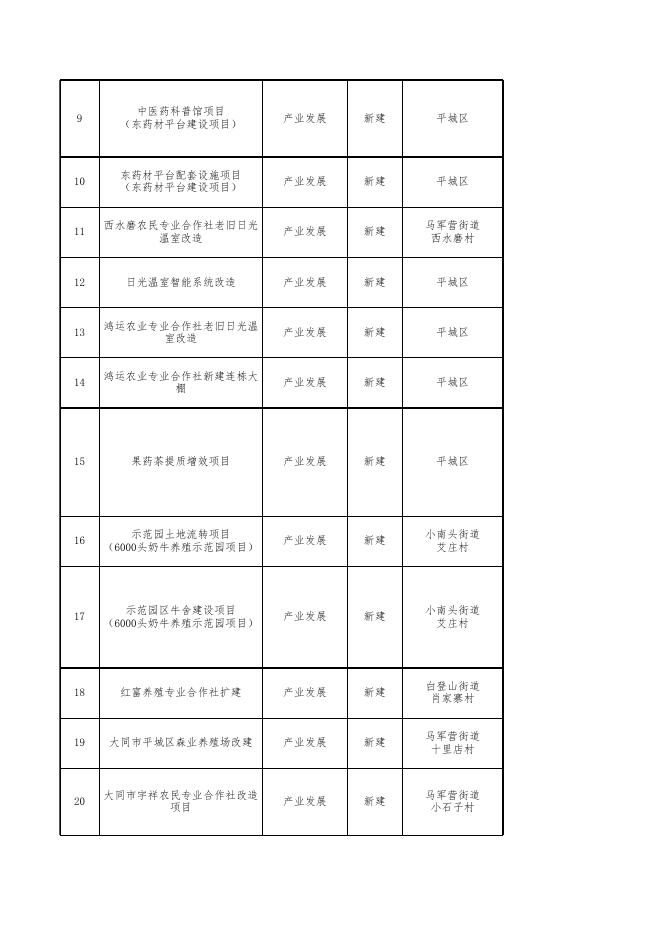 大同市大同市平城区2022年乡村振兴项目汇总表.xlsx