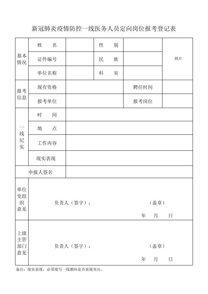 附件3：新冠肺炎疫情防控一线医务人员定向岗位报考登记表(2).xls