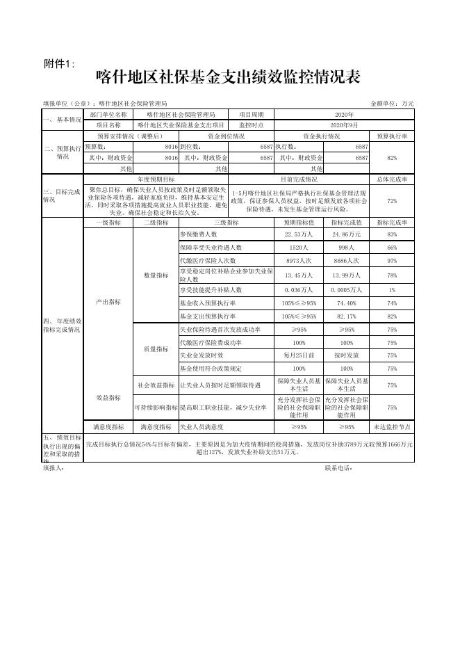 喀什地区2020年社会保险基金支出项目绩效监控(9月).pdf