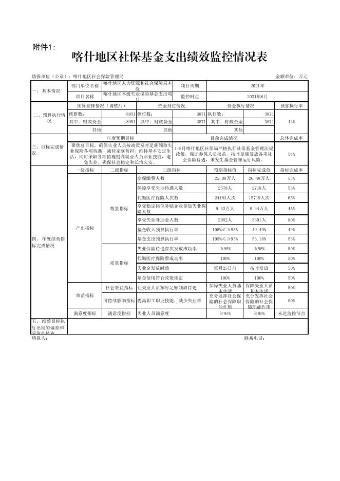 喀什地区本级2021年社会保险基金支出项目绩效监控（6月）.pdf