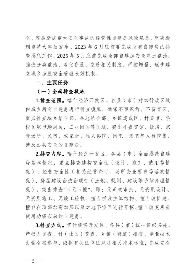 关于印发《喀什地区自建房安全专项整治行动方案》的通知.doc