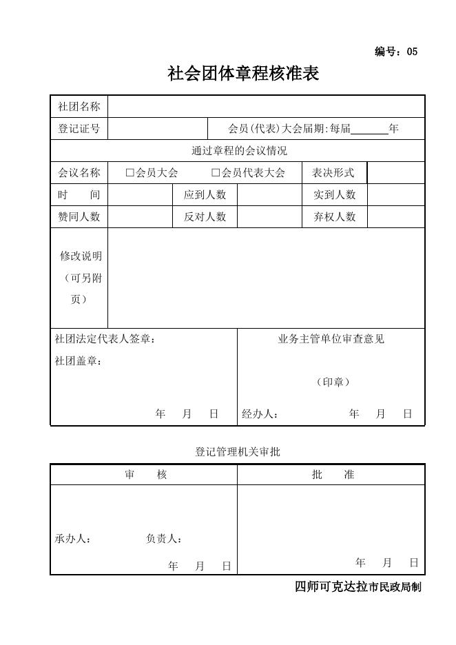 社会团体章程核准表.doc