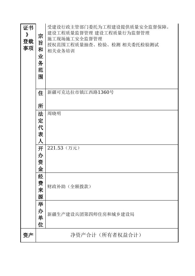 129904004584654400-新疆生产建设兵团第四师住房和城乡建设局-新疆生产建设兵团第四师建设工程质量安全监督站（新疆生产建设兵团第四师水利工程质量监督站）.doc