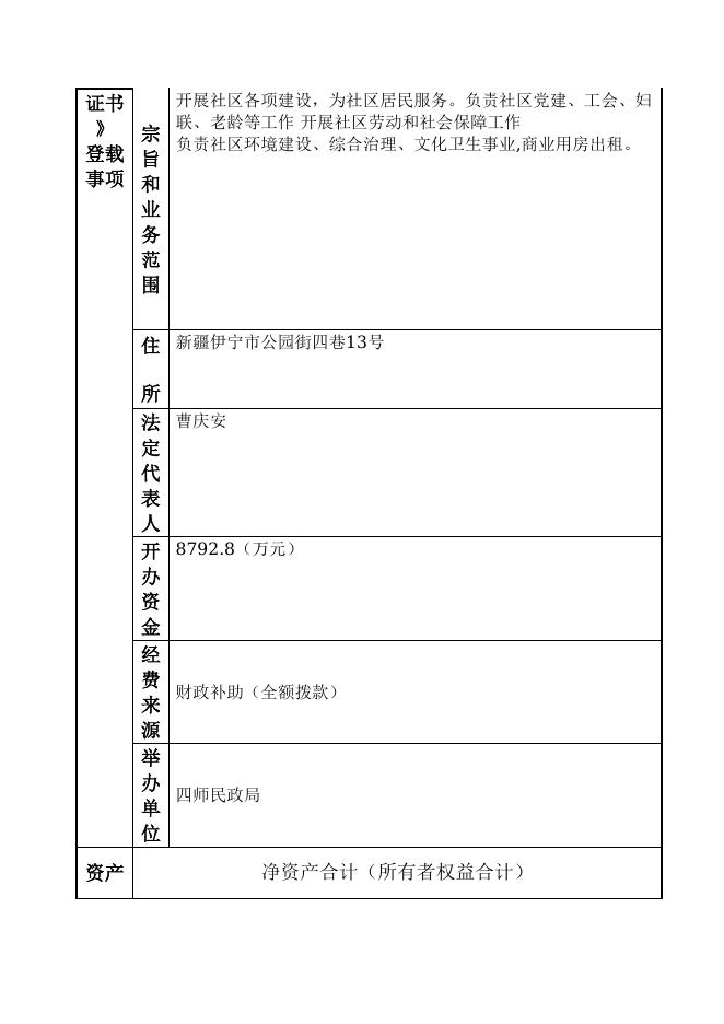 12990400784664218P-四师民政局-新疆生产建设兵团第四师军垦路社区管理服务中心.doc