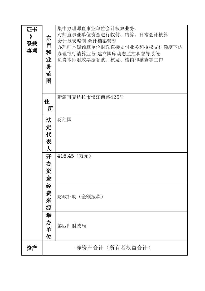 12990400742240193F-第四师财政局-新疆生产建设兵团第四师师直事业单位会计核算中心（新疆生产建设兵团第四师财政票据管理中心）.doc