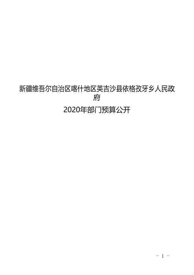 新疆维吾尔自治区喀什地区英吉沙县依格孜牙乡人民政府2020年预算报告.pdf