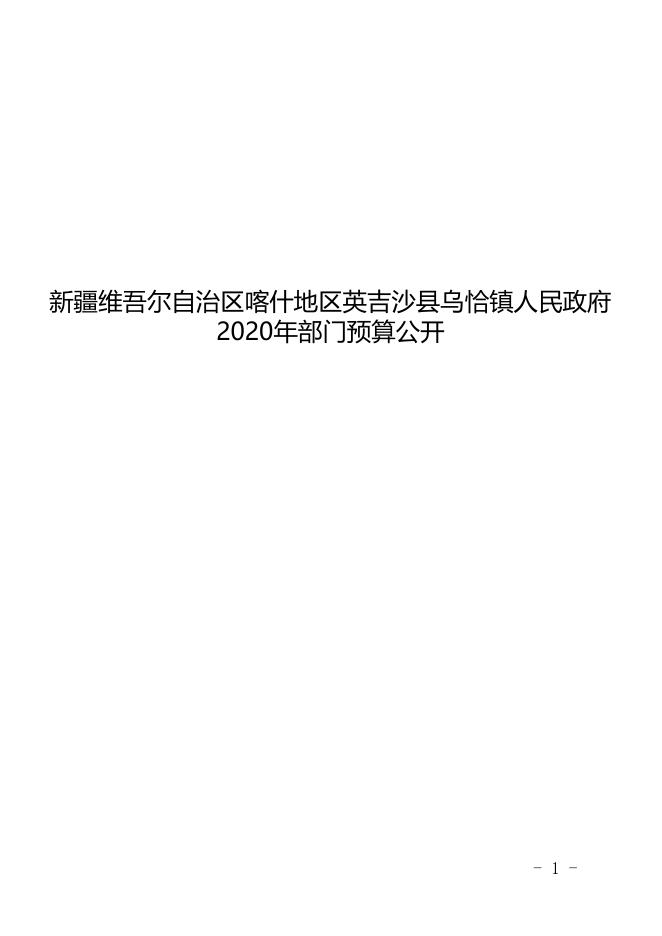 新疆维吾尔自治区喀什地区英吉沙县乌恰镇乡人民政府2020年预算报告.pdf