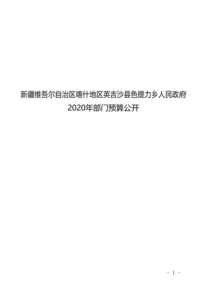 新疆维吾尔自治区喀什地区英吉沙县色提力乡人民政府2020年预算报告.pdf