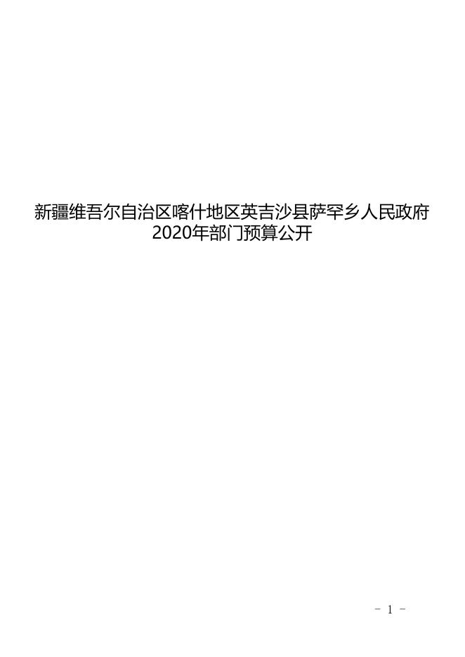 新疆维吾尔自治区喀什地区英吉沙县萨罕镇人民政府2020年预算报告.pdf