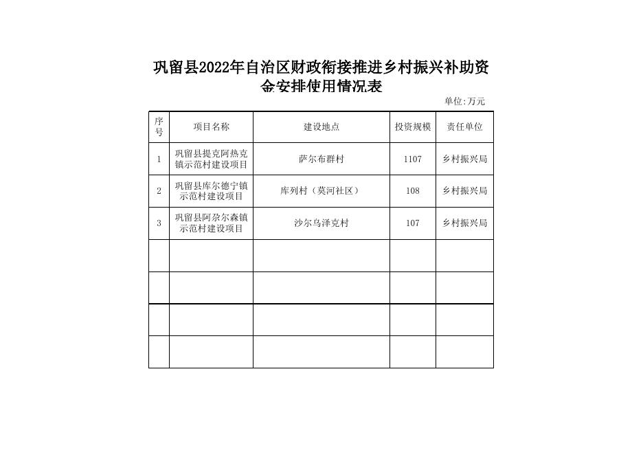 [巩留县2022年自治区财政衔接推进乡村振兴补助资金安排使用情况表 284K].xlsx