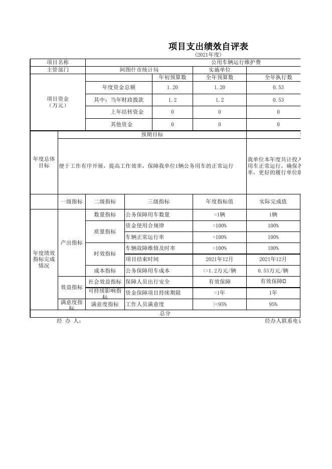 阿图什市统计局2021年度项目支出绩效自评表.xlsx