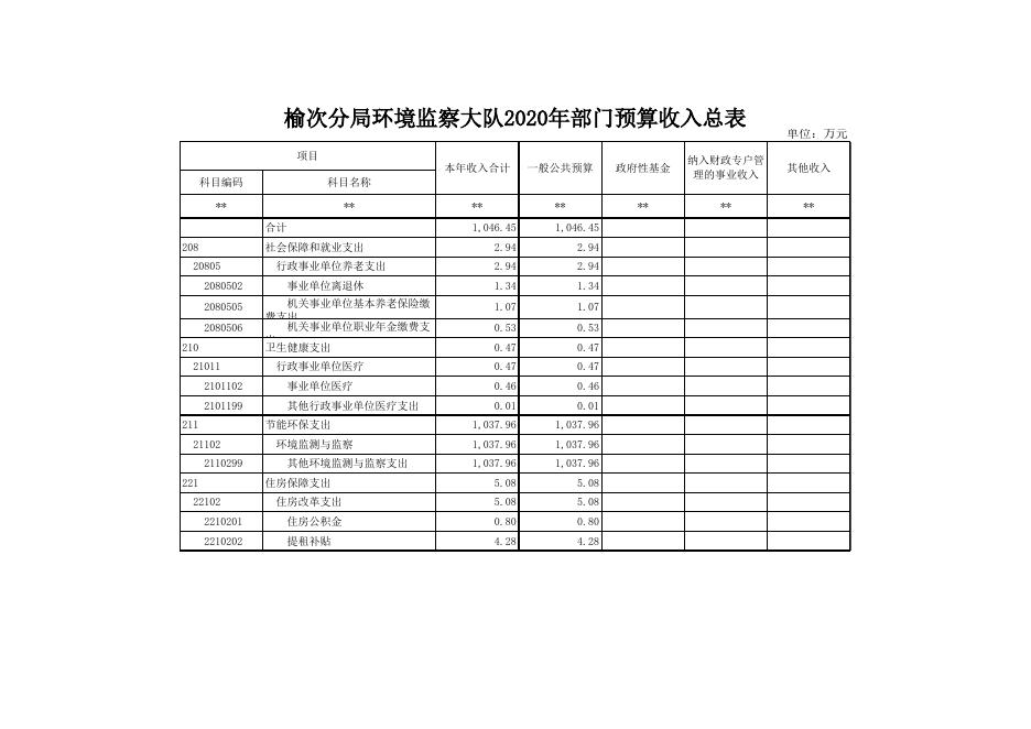 榆次分局环境监察大队2020年预算表.xls