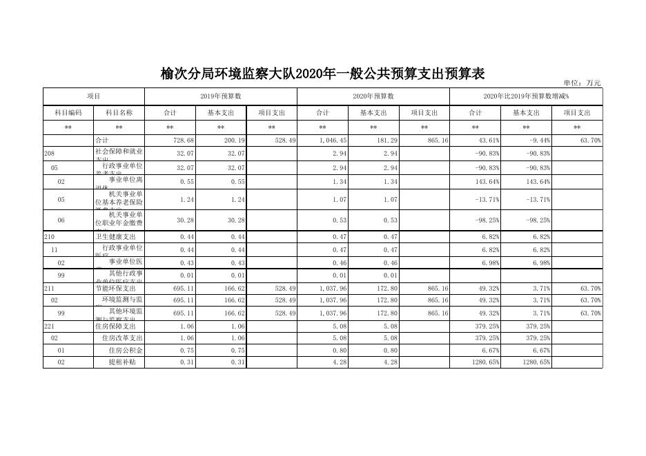 榆次分局环境监察大队2020年预算表.xls