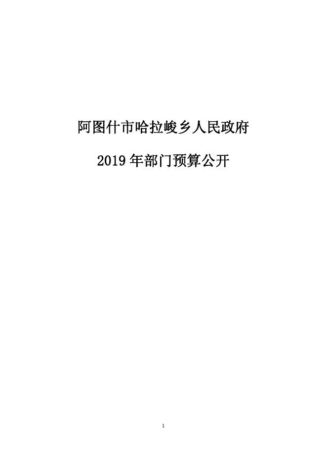 阿图什市哈拉峻乡人民政府2019年度部门预算公开说明.pdf