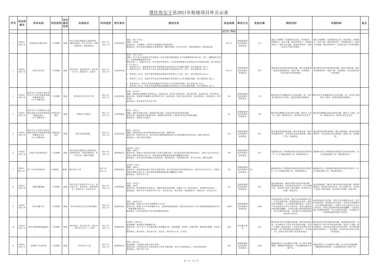 塔什库尔干县2021年衔接项目库公示表（6月5日）.xlsx