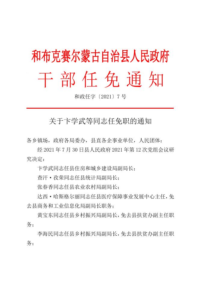 关于卞学武等同志任免职的通知.doc