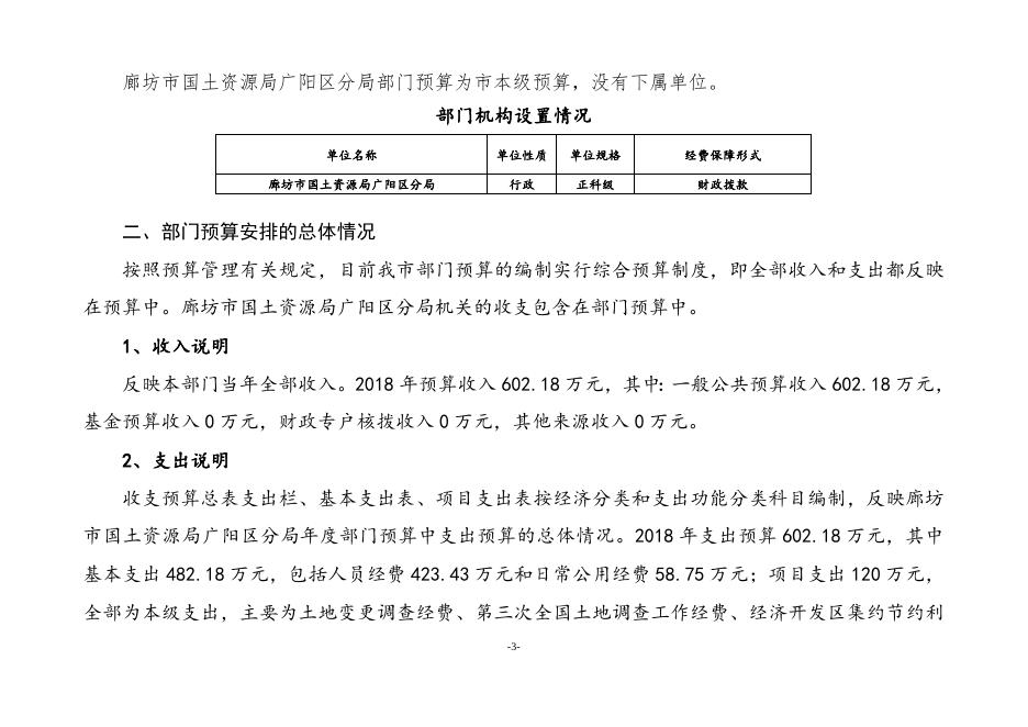 廊坊市国土资源局广阳区分局2018年部门预算公开情况说明.docx