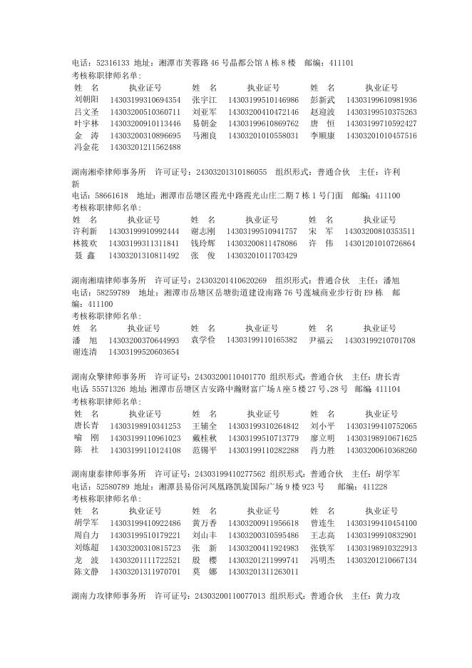 湘潭市2013年度律师事务所、律师考核结果公示.doc