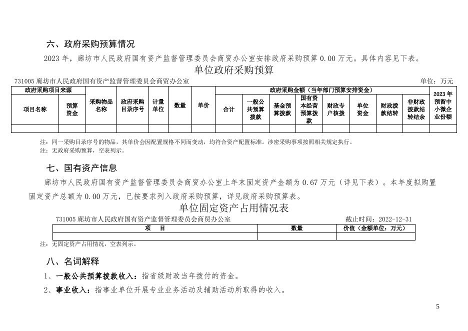 廊坊市人民政府国有资产监督管理委员会商贸办公室单位预算公开情况说明.pdf