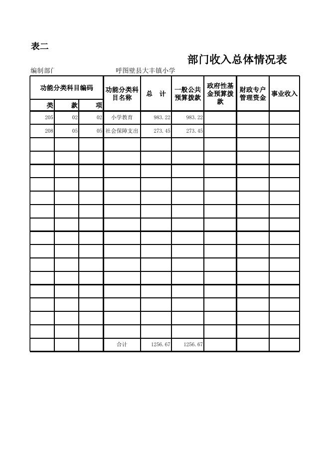 最新2017年大丰镇小学部门预算公开表.xls