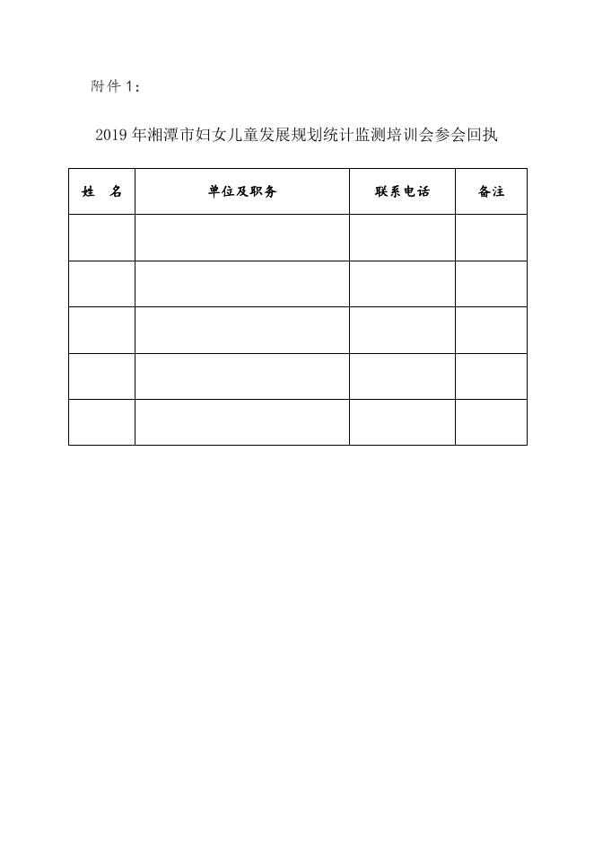 关于召开2019湘潭市妇女儿童发展规划统计监测培训会的通知.docx