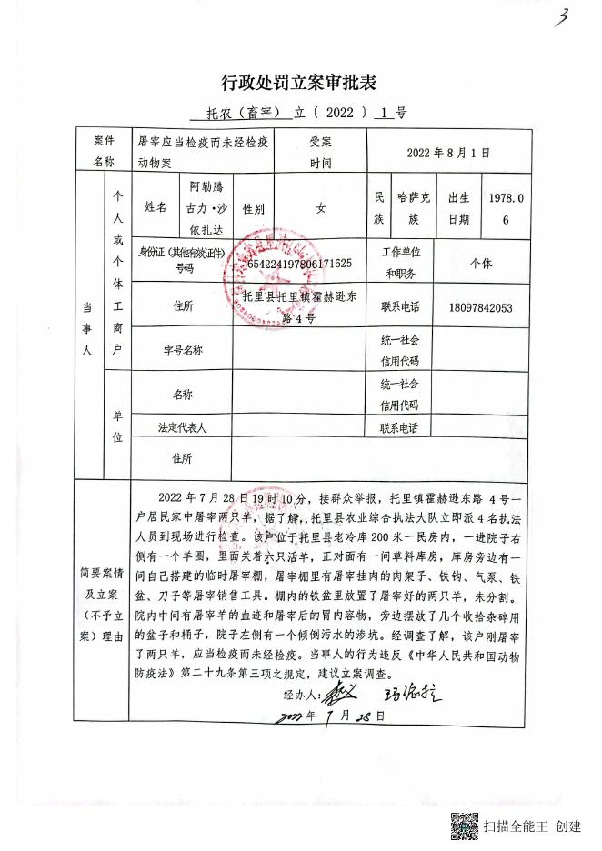 1、阿勒腾古力·沙依扎达行政处罚决定书.pdf