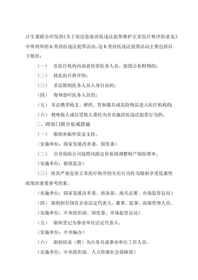 关于对严重危害正常医疗秩序的失信行为责任人实施联合惩戒合作备忘录.docx