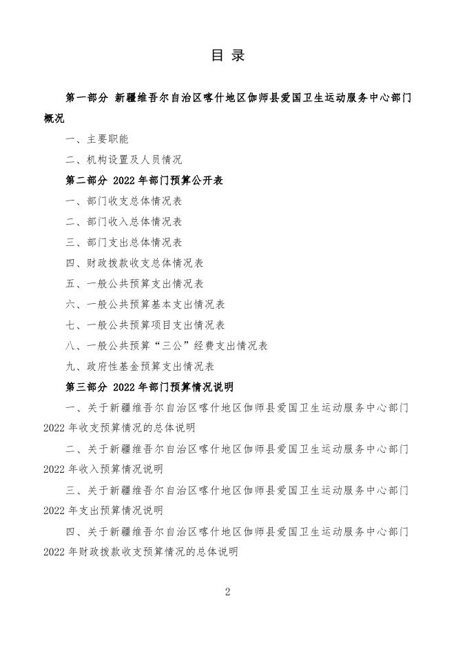 2022年度新疆维吾尔自治区喀什地区伽师县爱国卫生运动服务中心预算公开.docx
