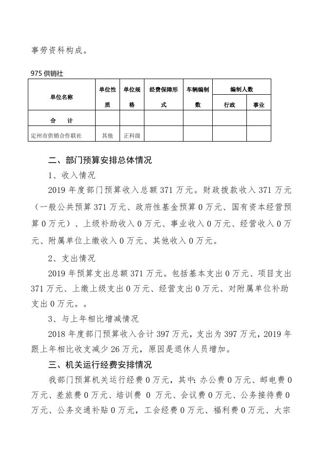 2019年市供销社部门预算公开说明.docx