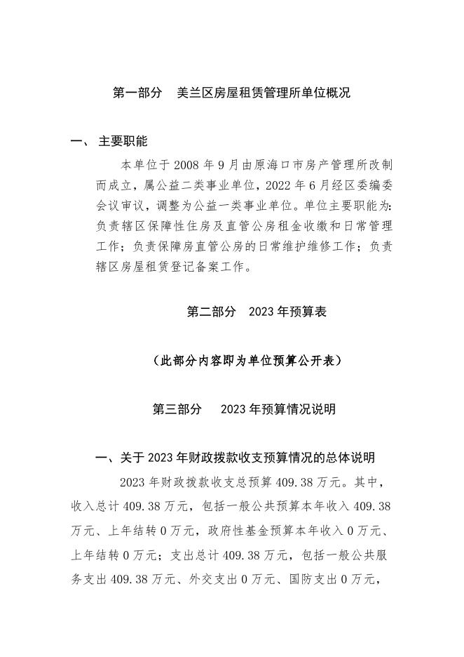 2023年美兰区房屋租赁管理所预算说明.doc