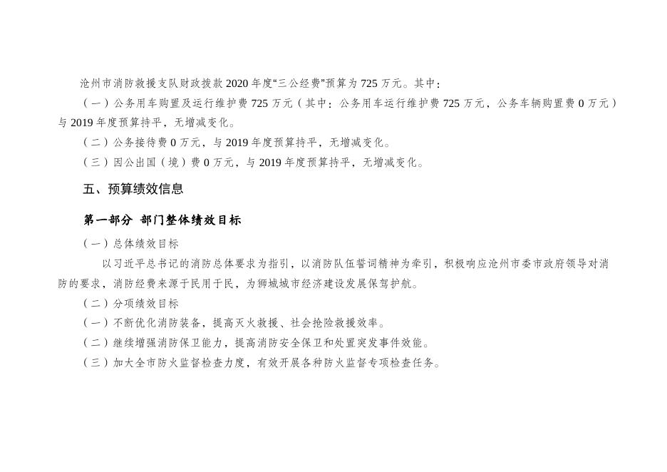 沧州市消防支队2020年部门预算公开情况说明.docx