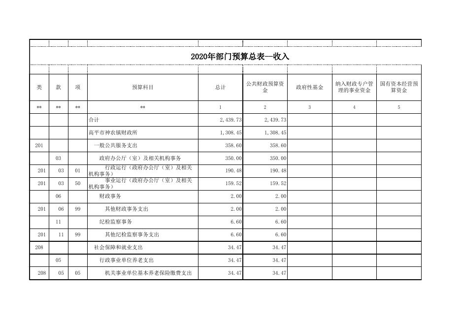 神农镇2020年部门预算报表.xls