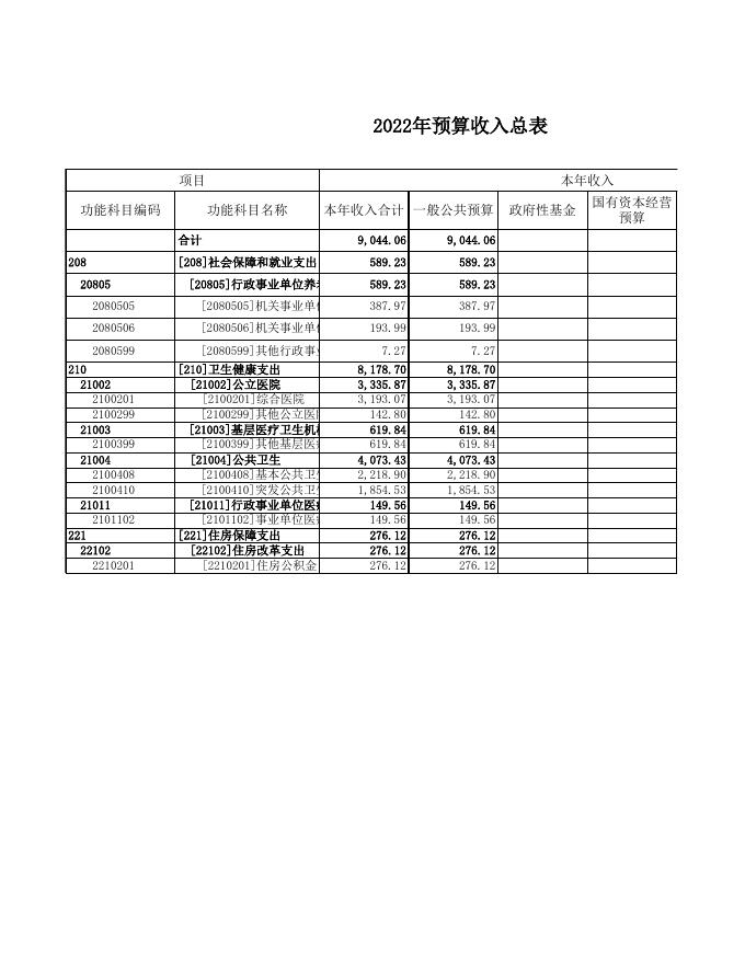 怀仁市医疗集团部门预算公开表2022年.xls